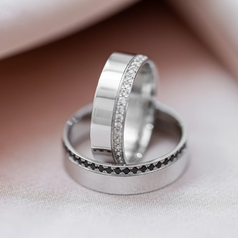 white gold bands, black and white diamonds (3)
