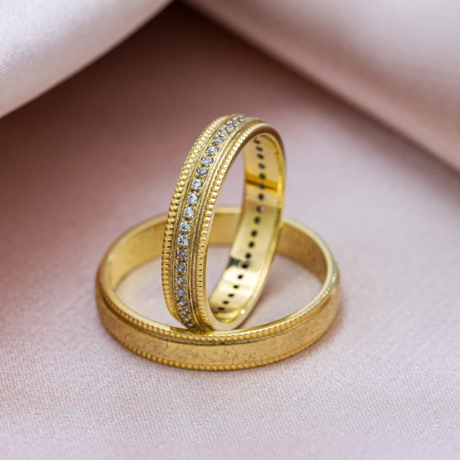 gold wedding rings, miligrain weddin rings (2)